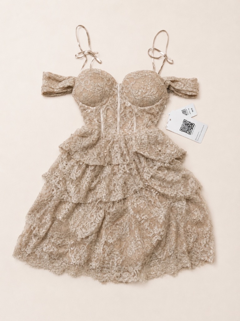 Emerald Sundae Glitter Lace Corset Ruffle Mini Dress – XS – NWT